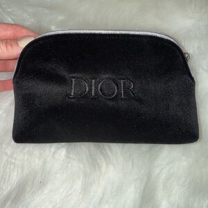 Dior Black Velvet Pouch with Silver Zipper